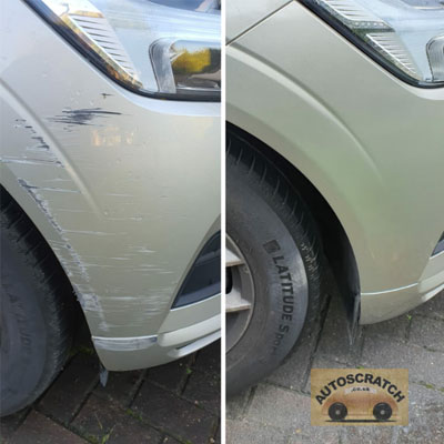 Bumper scratch repair close-up finish